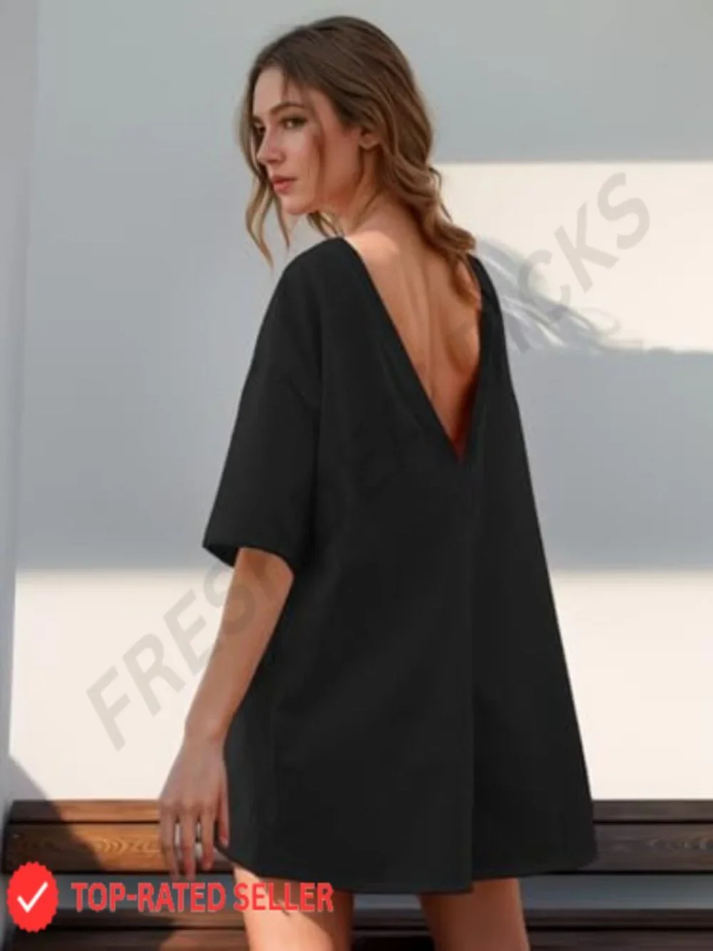 Women's Casual Oversized Romper Jumpsuit with Pockets, Reversible Short Sleeve